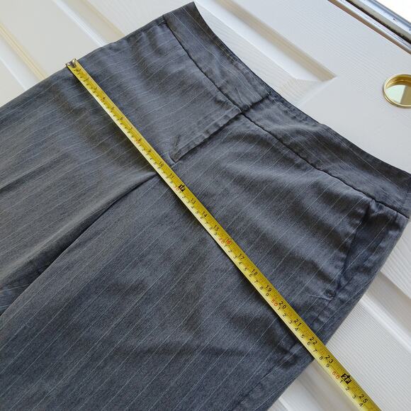 George Grey Stripe Slacks size 16 Ladies Average pockets hemmed short repaired - Picture 9 of 14
